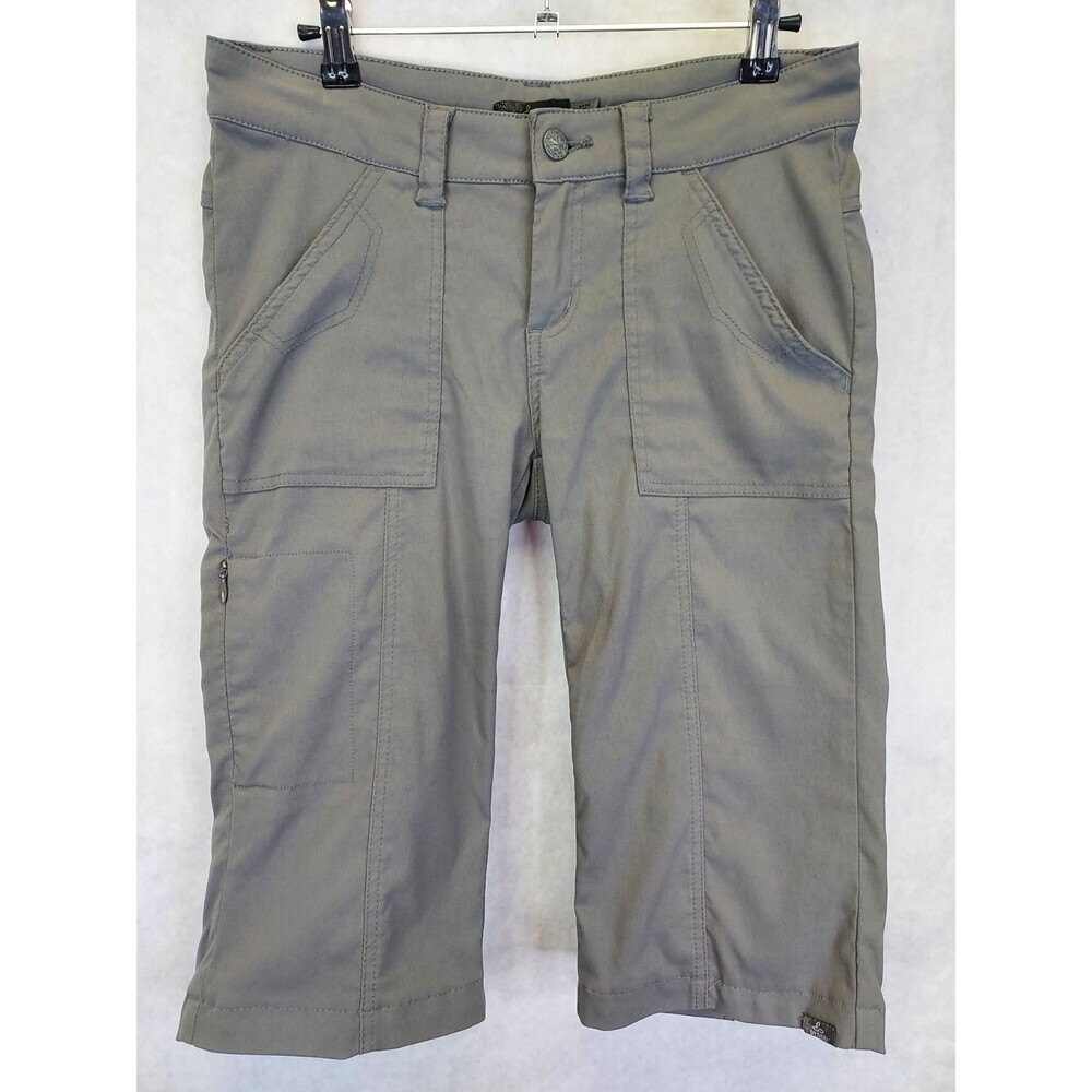 prAna Halle Bermuda Hiking Shorts Women’s 4 Grey Cargo Utility Gorpcore Travel